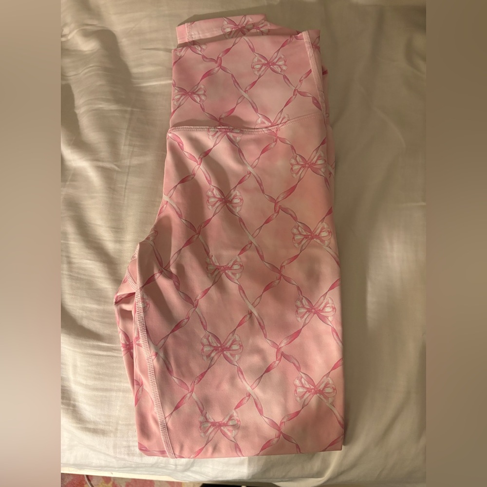 LoveShackFancy x Beach Riot Pink Bow Leggings - Picture 2 of 4